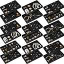 Junkin 18 Pcs Velvet Jewelry Tray Stackable Jewelry Drawer Organizer Jewellery Box Divided Display Tray for Earring Bangle(Black)