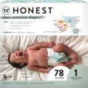 The Honest Company Clean Conscious Diapers for Sensitive Skin | Hypoallergenic, Fragrance Free | Spring '25 Limited Edition Prints | Club Box, Size 1 (8-14 lbs), 78 Count