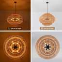 Large Rattan Chandelier Boho Pendant Light Fixture Dinning Room Chandelier Boho Hanging Light 31.5IN Basket Light Woven Rattan Pendant Light for Kitchen Island Hallway Bedroom Farmhouse Living Room