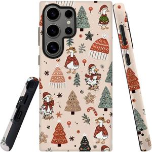 DJSOK Compatible with Samsung Galaxy S25 Ultra,Frosted PC Anti-Scratch Shockproof Case - Goose Christmas Hat