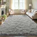 LOCHAS Ultra Soft Indoor Modern Area Rugs Fluffy Living Room Carpets for Children Bedroom Home Decor Nursery Rug 5.3x7.5 Feet, Gray (Grey)