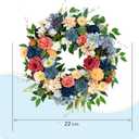 22 inch Spring Wreath Artificial Flower Wreaths Spring Summer Yellow Blue Rose Hydrangea Wreaths Front Door Hallway Window Decoration Wedding Birthday Decoration
