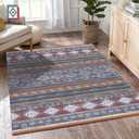 RUGSURE Washable Area Rugs 9' x 12' - 1/6 Thick - Moroccan-Inspired -Stain & Water Resistant Non-Slip - Resistant Rug for Living Room, Bedroom, Nursery, Pet & Child Friendly (Blue and Red)