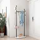 DR.IRON Black Clothing Racks with Marble Base Modern Coat Racks Freestanding Black Clothes Rack with Shelves for Bedroom Heavy Duty Garment Racks in Hallway, Entryway