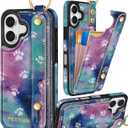 Petitian for iPhone 16 Plus Wallet Case - Women Girls Cute Girly Aesthetic Unique Design Leather Credit Card Holder Cardholder Stand Wristband for iPhone 16 Plus, Cat Paw