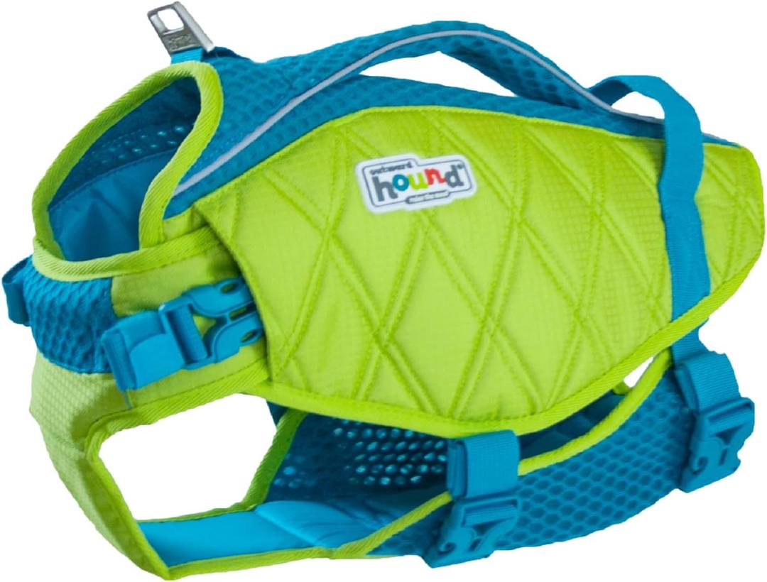 Outward Hound Standley Sport Dog Life Jacket, High-Performance Ripstop Dog Life Vest for Swimming, Boating, and Water Safety, XL, Green (X-Large (Chest Girth: 33"-44"))