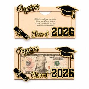Class of 2026 Graduation Money Holder for Her Him, Unique Wooden Graduation Money Cash Gifts for Daughter Son, Congrats Grad Money Holder, College Graduation Gifts (Glitter)