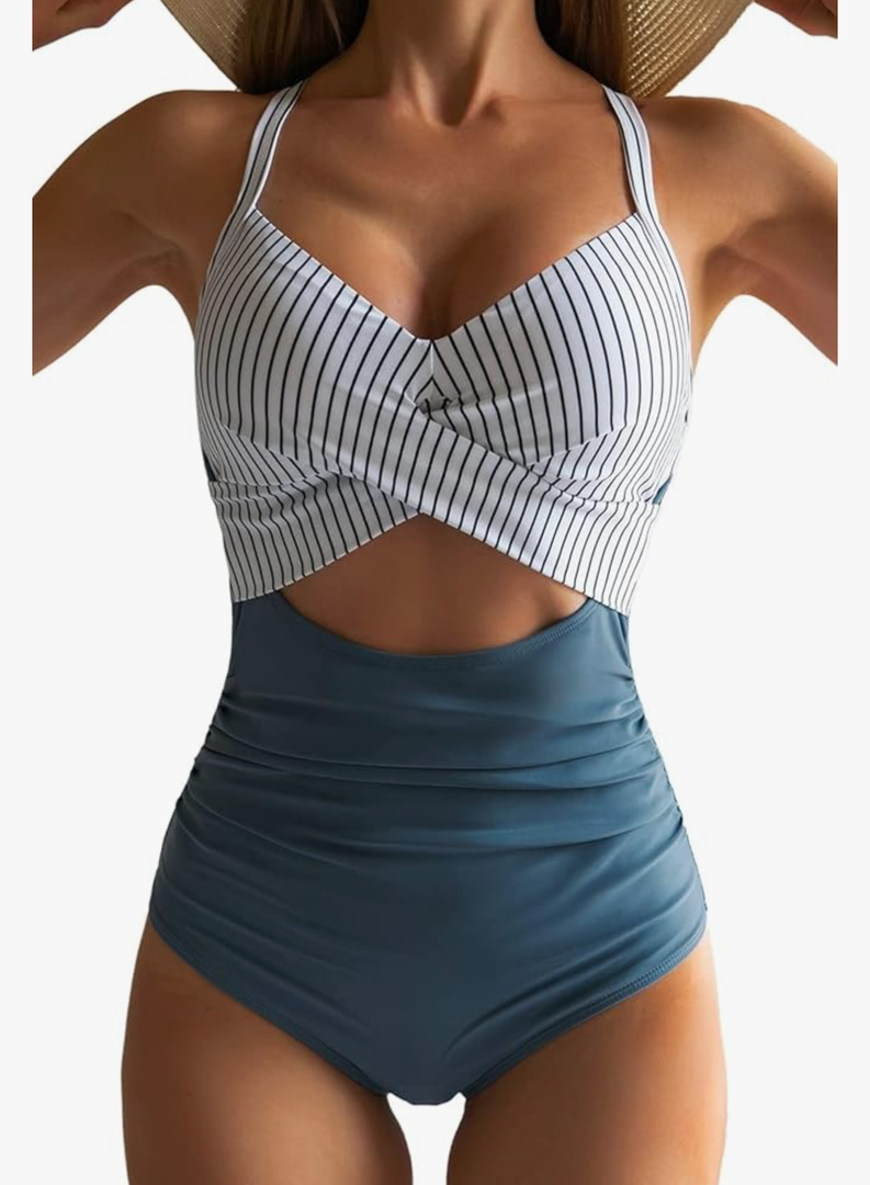 Eomenie Women's One Piece Swimsuits Tummy Control Cutout High Waisted Bathing Suit Wrap Tie Back 1 Piece Swimsuit XL