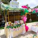 Fun Express Portable Bar Table Stand - Gold Tabletop Tent Base for Events | Dessert Table Display Set for Vendor Craft Fair, Party Tables & Mobile Bar Station | Circus Carnival Theme Setup