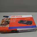 double-burner portable electric hot plate in its retail box labeled "HOT PLATE ELECTRIC COOKING 2200W