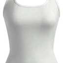 SOLY HUX Women's Summer Halter Top Sleeveless Tight Shirts Workout Yoga Tank Tops (White, L)