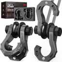 DAYDOOR D Ring Shackles with Snatch Block, 45,000Lbs Break Strength Towing Winch Shackle, 3/4" Heavy Duty Shackles with 7/8" Screw Pin for Off Road Vehicle Recovery (2 Pack, Gray)