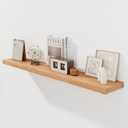 RICHFOCUS Floating Shelves for Wall 55 Inch Solid USA-Sourced Oak Wooden Shelves for Bathroom Kitchen 9" Deep Modern Wood Shelf with Heavy-Duty Bracket for Wall Mounted, Natural Finish