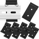 Hicarer 10 Pcs Din Rail Mount Clip 1.02 Inches Width Snap in Universal Mounting Brackets Fixed Clamp, Black Aluminum Alloy Relay Clip for 35mm Din Rail Switches and Injectors