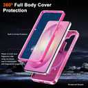 for Samsung Galaxy S26 Case with Magnetic Invisible Stand[Compatible with MagSafe] with Screen Protector Dual Layer Full Body Military Shockproof Translucent Phone Cover-Hot Pink