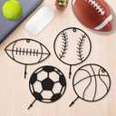 Kuabiz 4 Pcs Basketball Room Decor Vintage Sports Wall Hooks Decorative Basketball Metal Coat Hooks Wall Mounted Sports Theme Bathroom Decor Towel Hanger for Home Entryway Playroom Hats Keys