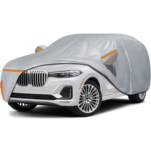 Waterproof Car Cover for 2018-2026 BMW X7, Custom-fit All Weather Sun Rain UV Dust Snow Protection Outdoor X7 Car Cover with Door Zipper and Cotton Lining-Gray