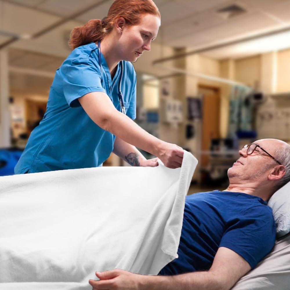 Avalon Bedding Hospital Blankets Twin Size 100% Cotton Thermal Blanket Hospital Style Blanket - Lightweight Hospital Blanket - Hospital Blankets - General Hospital Blanket Twin 90x70 Inches (White) (70x90 (Pack of 1))