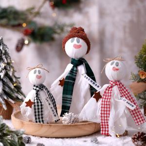 SmoothNovelty 3 Pcs Christmas Snowman Decoration Let It Snow Snowman Ghost Table Centerpiece Winter Snow Man Figurine Wooden Tabletop Decor for Xmas Home Party Favor Gift
