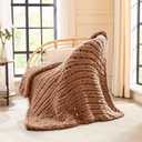 L'AGRATY Chunky Knit Blanket Throw - Soft Chenille Yarn Throw Blanket 40x50 Handmade Thick Cable Knit Crochet Blanke - Large Knit Blanket Chunky Rope Knot Throw Blanket for Couch Sofa Bed Home Decor (Brown)