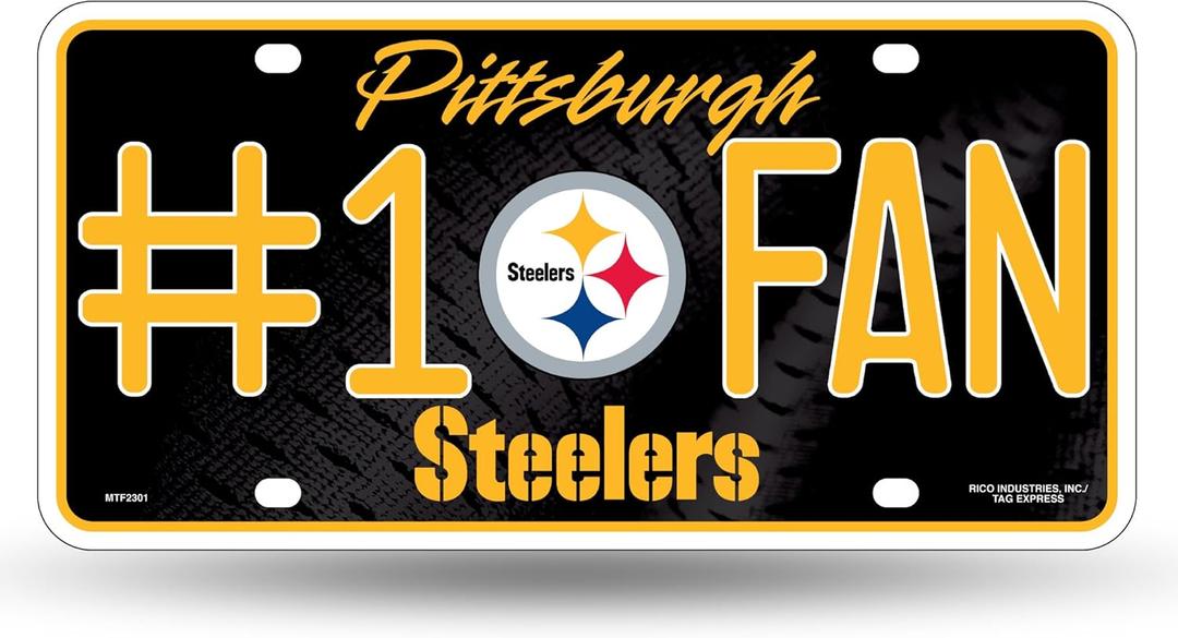 Rico Industries NFL Unisex-Adult #1 Fan Metal License Plate Tag (Team Color)