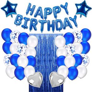 71 Pcs - Birthday Decorations | Cute Blue Party Aluminum Film Balloons | Happy Birthday Balloon | Cartoon Theme Balloon Set (Blue)