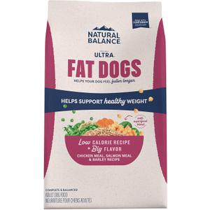 Natural Balance Original Ultra Fat Dogs Chicken Meal, Salmon Meal & Barley Recipe Adult Dry Dog Food, 24 lbs. (24 Pound (Pack of 1)), Best By: 06/18/2026