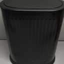 Stainless Steel Bathroom Can and Toilet Brush Set, 1.6 Gallon Small Black Garbage Can with Press Type Lid, Black Narrow Wastebasket for Bathroom Bedroom