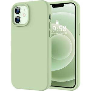 LOVE 3000 Designed for iPhone 12 Case/iPhone 12 Pro Case, Premium Silicone with [Soft Anti-Scratch Microfiber Lining] Shockproof Protective Phone Case for Men Women Girls 6.1", Matcha