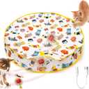 28-Inch Interactive Cat Activity Mat with Auto-Rolling Ball, 3-Speed Adjustable, USB Rechargeable, Non-Toxic Indoor Feline Exercise & Enrichment Mat, Durable Dynamic Pet Toy