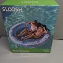 SLOOSH Inflatable Tanning Pool Lounger Float, 72" x 56" Pool Floats Adult with Pillow, 4 in 1 Round Suntan Tub Raft Floatie,Sunbathing Bed Lounge for Water Blow Up Ball Pit Party Gifts, Blue