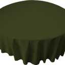 LA Linen Polyester Poplin Washable Round Tablecloth, Stain and Wrinkle Resistant Table Cover 90", Fabric Table Cloth for Dinning, Kitchen, Party, Holiday 90-Inch, Olive, (TCpop90R_Olive215)