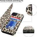 LETO for iPhone 12 Pro Max Case,Flip Folio Leather Wallet Cover with Fashion Flower Designs for Girls Women,Built-in Card Slots Kickstand Protective Phone Shell Brown Leopard