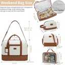 Wogarl 4PCS Weekender Bags for Women Large Overnight Weekend Travel Duffel Carry on Shoulder with Shoe Compartment Canvas Toiletry Bag for Travel Business Gym