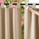 NICETOWN 2 Panels Outdoor Curtains for Patio Waterproof 84" Long, Detachable Sticky Tab Top Thermal Insulated Privacy Sun Blocking & UV Protection Drapes for Porch/Pergola, Biscotti Beige, W52 x L84