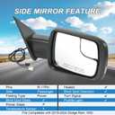 JDMSPEED Right Passenger Side Door Mirror Compatible with 2019-2025 Ram 1500 with Power Folding Heated Power Glass Turn Signal Puddle Light Blind Spot Detection Textured Black(11Pin)