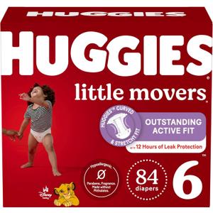 Huggies Size 6 Diapers, Little Movers Baby Diapers, Size 6 (35+ lbs), 84 Count
