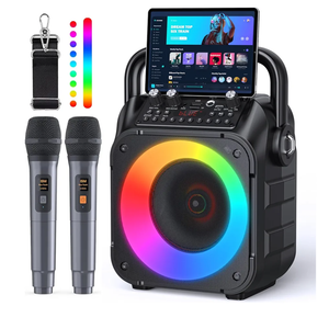 Karaoke Machine, Portable Bluetooth Speaker with 2 Wireless Microphones for Adults & Kids with Lights, Karaoke Microphone with PA System Supports USB/TF/FM/AUX for Home Party Home System Packages