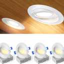 Ensenior 4 Pack 4 inch LED Gimbal Led Recessed Light with Junction Box, 2700K-5000K 5CCT, 360+90 Adjustable Directional Eyeball Lighting, Dimmable, CRI90+, 900LM, 9W=85W, 120V-ETL&FCC