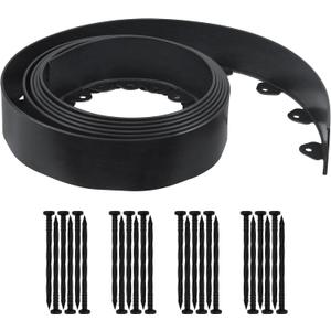 Gardzen Landscape Edging Kit, 20-Foot Long, 3-Inch Tall, No Dig Garden Edging Border for Flower Beds, Tree Rings, Pathways, Includes 24 Spikes (Black)