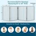 Pet Gate - 4-Panel Indoor Foldable Dog Fence for Stairs, Hallways, or Doorways - 72x24-Inch Retractable Wood Freestanding Dog Gates by PETMAKER (Gray)
