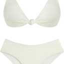ZAFUL Bikini Set for Women V Neck Knot Front Push Up Bathing Suit High Cut Two Piece Swimsuit Brazilian Cheeky Swimwear, XXL