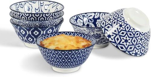 Selamica Ceramic Mini Bowl Set, 4 oz Dipping Bowls for Snack Side Dishes Condiment, Set of 5, Vintage Blue