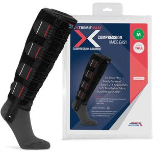 Compression Garment 30-50 mmHg Lower Leg Compression Wrap - Ideal for Mild to Moderate Lymphedema Swelling, Venous Insufficiency, and Post-Op Edema (Black)