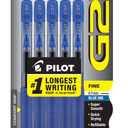 PILOT G2 Premium Refillable and Retractable Rolling Ball Gel Pens, Fine Point, Blue Ink, (Pack of 6, 30 Count Total)