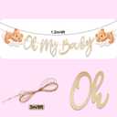 Baby Shower Banner, Oh My Baby Banner Sign for Backdrop Decorations Cute Bear Welcome Garlands for Party Decor