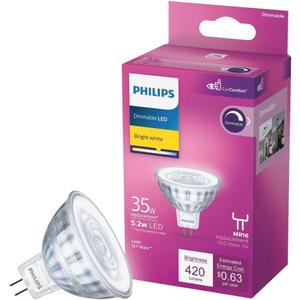 Philips 35-Watt Equivalent MR16 12-Volt GU5.3 LED Light Bulb Bright White 3000K (6-Pack) 576850
