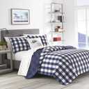 Eddie Bauer- Twin Quilt Set, Cotton Reversible Bedding with Matching Sham, Home Decor for All Seasons (Lakehouse Plaid Blue, Twin)