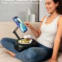 Tablet Pillow Stand with Storage Liner - Leatherette, Stable Support for 6.1-15.6 Inch Devices, Waterproof & Foldable for Sofa/Bed/Floor, Fit Thickness Case for iPad Pro/Air/Mini, Galaxy Tab