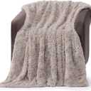 UGG Adalee Faux Fur Throw Blanket, Luxury Cozy Fluffy Blanket for Living Room or Bedroom, Decorative Double-Sided Fuzzy Throw, Machine Washable Spring Decor, 50-inch x 70-inch, Oyster Brown